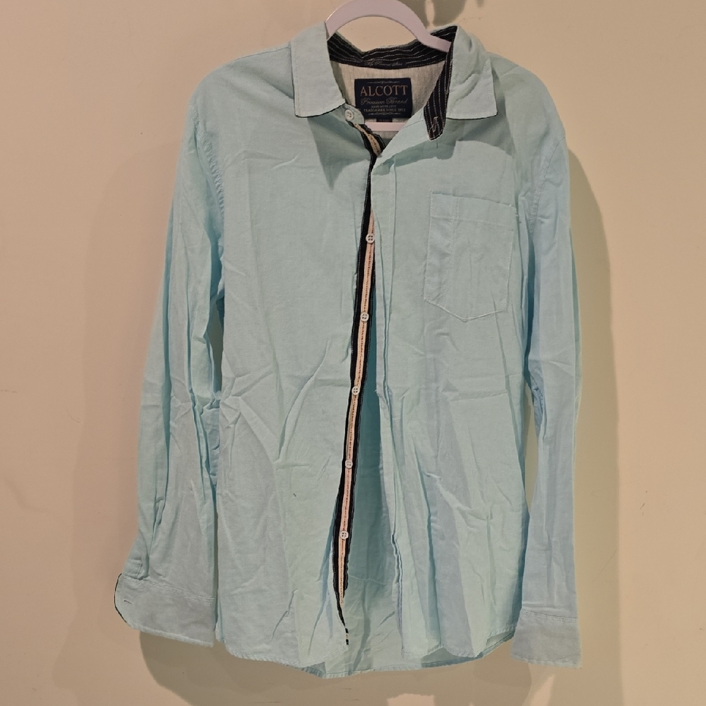 Alcott Men's Sky Blue Shirt Button Down Shirt Details Placket
